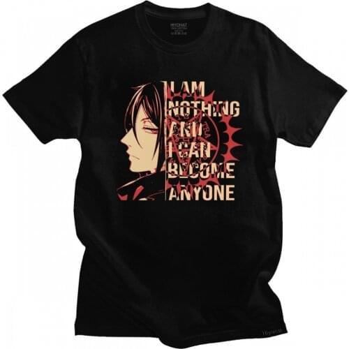 Classic Mens Anime Manga T Shirt Black Butler T-shirt Short Sleeves Cotton Tshirt Printed Sebastian Michaelis Tee Tops Clothing