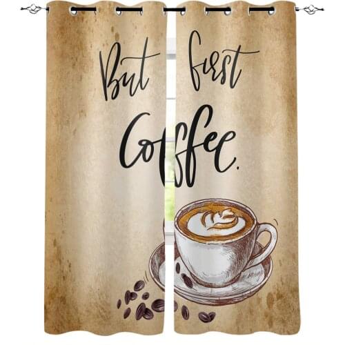 Coffee Coffee Beans Retro Curtains For Bedroom Living Room Modern Kitchen Windows Curtain Home Decoration Drapes
