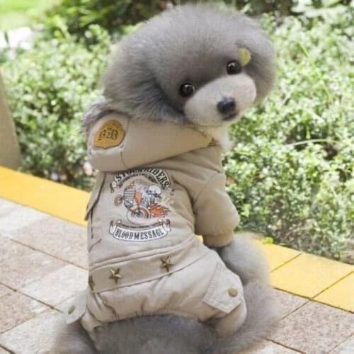 Overalls for Dogs Winter Star Corduroy Fleece Teddy Warm Fleece Dog Clothes Cute padded four-legged Jumpsuit coat for small dogs