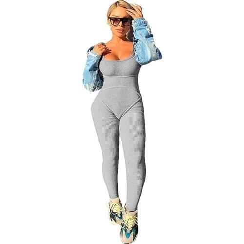 Buttocks thread jumpsuit Sports Suits Solid Fashion Summer Casual Sports Slim Jumpsuits