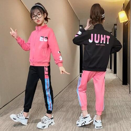 Girls Clothes Coat + Pants Sets 2021 Zipper Spring Autumn Kids Teenagers Outfits Children Clothing Kids Sets Jogging Suit