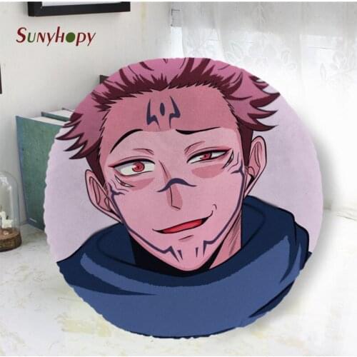 Jujutsu-Kaisen Round Decorative Cushion Cover Home Decor Peach Skin Pillowcase For Sofa 40cm50cm60cm In Diameter-WJY