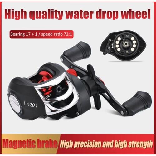 Metal Spool Baitcasting Reel 8kg Max Drag 7.2/1 High Speed Gear Ratio Saltwater Freshwater Low Profile Fishing Wheel