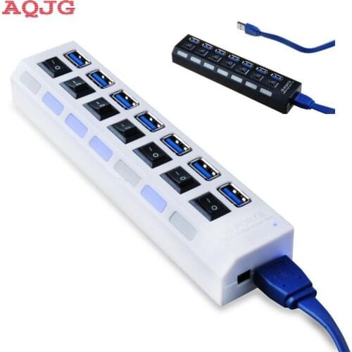 Mini USB 3.0 Hub 7 Ports 5Gbps High Speed Hubusb Portable USB Hub With On/Off Switch USB Splitter Adapter Cable For PC Laptop