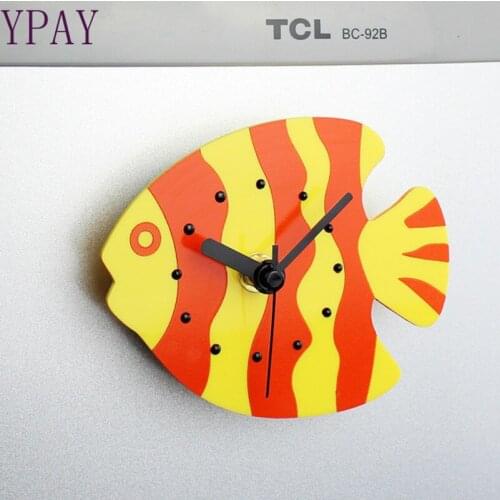 Ocean tropical fish refrigerator clock fashion creative magnetic adhesive refrigerator stick fish hanging clock