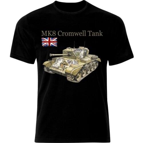 MK 8 Cromwell Tank Panzer Armure WW2 Army was UK Mens summer blueprint cotton T shirt