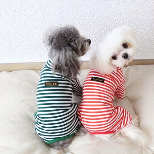 2020 New Striped Leggings Pet Clothes Dog Clothing Pajamas Cotton Nine-color Autumn and Winter XS-XL