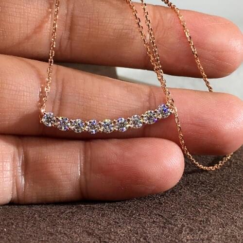 New Arrival Fashion Stainless Steel Necklace For Women Rose Gold Color Single Row crystal Pendant Necklace Engagement Jewelry