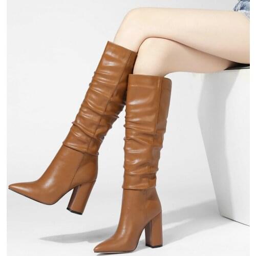 SKLFGXZY New knee boots Female boots black beige brown Women boots 10cm High heels Autumn winter Women shoes