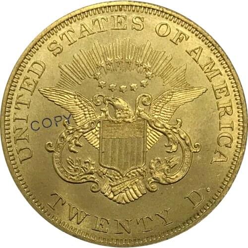 O 1858 United States 20 Dollars Liberty Head Double Eagle gold coin Brass Collectibles Copy Coin