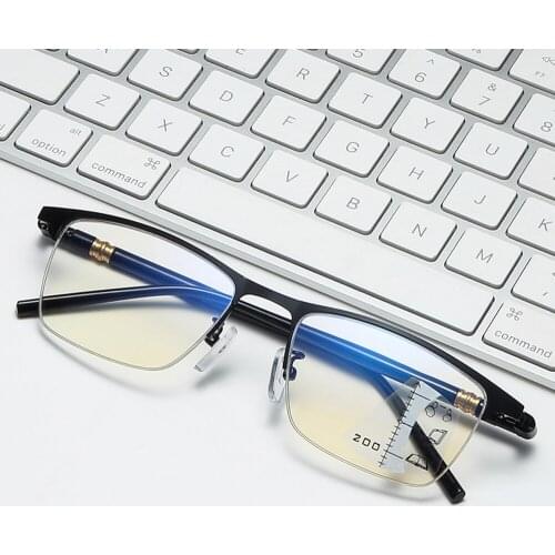 Progressive Multifocus See Near and Far Reading Glasses Women Men Semi-rim Classic Anti-blu +1 +1.5 +2 +2.5 +3 +3.5 +4