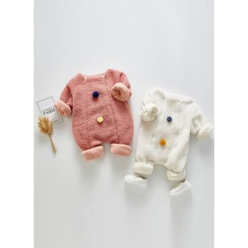 Autumn and winter Korean childrens wear baby cotton hardcover for boys and girls lovely lambs warm Rompers baby clothes girl