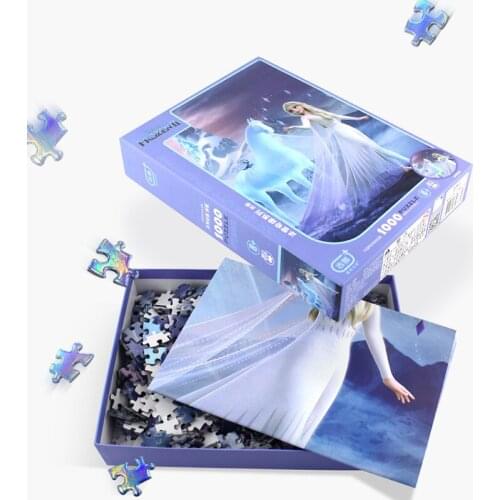 Disney Princess Puzzle Baby Toys Educational Frozen Figure Statue Laser Reflective Effect Snow White Jigsaw Puzzles for Girl