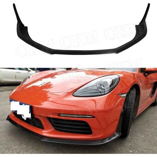 Front Bumper Lip Spoiler fit for Porsche 718 Cayman Boxster Base S 2017 2018 Carbon fiber Head bumper Shovel Protector