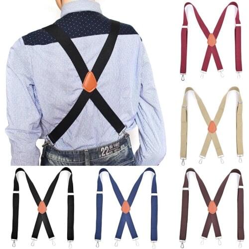 Mans Suspenders X-shape 4 Clips Braces Trousers Strap for Man Adult Suspensorio Tirantes Elastic Adjustable Trouser Suspender