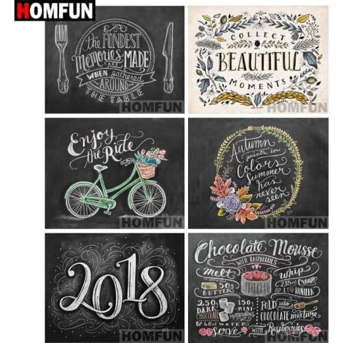 HOMFUN Full Square/Round 5D DIY Diamond Embroidery "Blackboard text" Diamond Painting Cross Stitch 5D Decor gift A06837