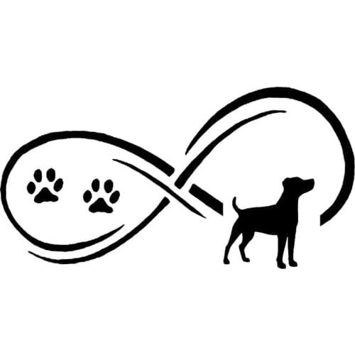 Russell Dog Paw Print Decals High Quality Car Window Decoration Personality Pvc Waterproof Decals Black/white, 18cm*9cm