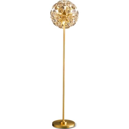 Post Modern Luxury Floor Lamp Creative Crystal Flower Lampshade H65 Brass Standing Lights Hotel Home Decoration Lighting G9 Bulb