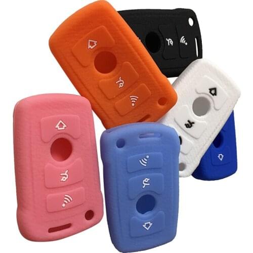 Silicone case car key for BMW x5 f15 z3 Z4 E65 E66 E67 E68 X3 X4 X5 X7 730 740 750 key cover cap 3 buttons key holder for shell