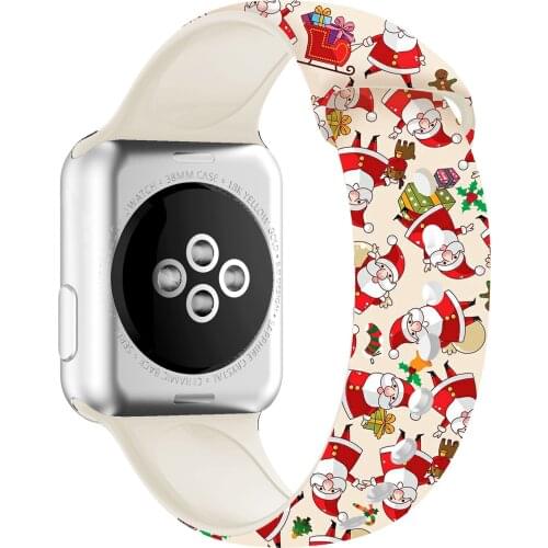 Christmas Silicone strap For Apple Watch Band 44mm 40mm 38mm 42mm For IWatch Series 6 5 4 3 2 1 Cartoon Printed Rubber Bracelet