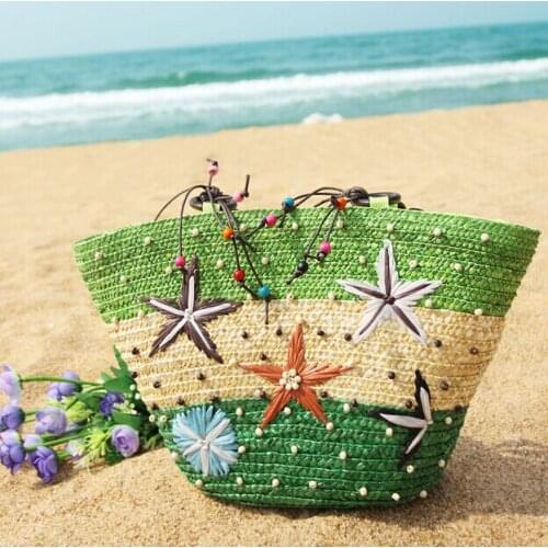 Stacy bag new arrivals hot popular for summer women handbag with star fish girl lady fashion straw bag single shoulder bag tote