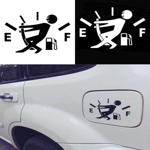 Reflective Car Sticker Pull Fuel Tank Pointer To Full Hellaflush Funny Car Sticker 12.7CM*9.2CM Balck White Exterior Accessories