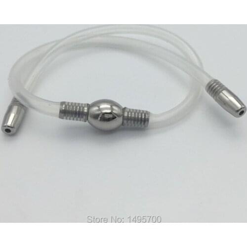 BDSM male female double guide horse eye irritation plugging urethral dilator stainless steel silica gel