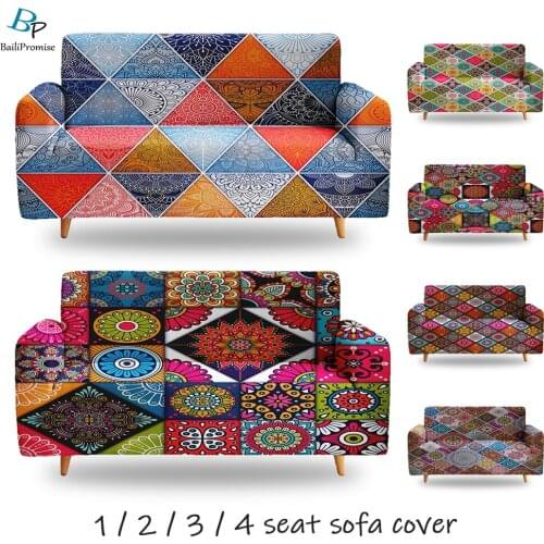 Bohemian Custom Elastic Couch Home Decor 3D Print Slipcover Boho Mandala Sofa Cover For Living Room Bedroom 1/2/3/4-seater