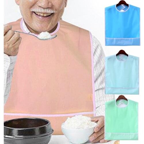 Waterproof Adult Mealtime Bib Protector Disability Aid Washable Apron Pink Blue