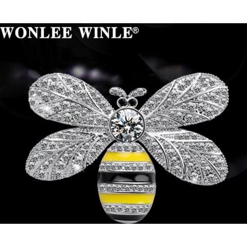 Wonlee Winle TOP Quality Copper with Rhinestone Austria Crystal Enamel Bee Brooches for Women Fashion Jewelry for Clothing