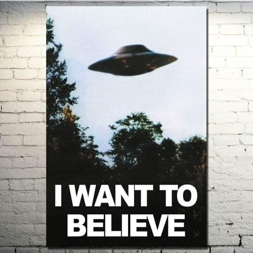 I WANT TO BELIEVE UFO TV Decorative Print Posters Wall Art Pictures Home Decor Accessories Paintings for Living Room Decoration