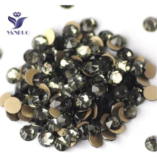 YANRUO 2088NoHF All Sizes Black Diamond 3D Nail Art Rhinestones Non Hotfix Crystal Strass Flatback Gray Stones DIY Crafts