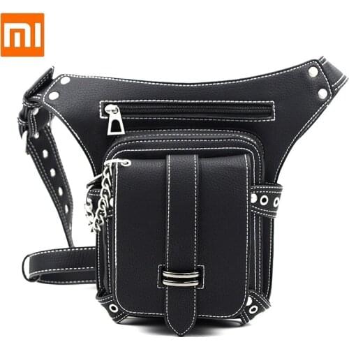 Xiaomi Womens fashion trends Motorcycle bag Multifunctional shoulder crossbody Retro belt bag Outdoor travel PU Leather