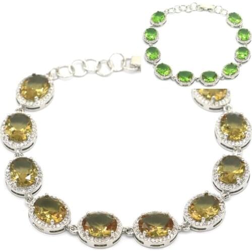 15x15mm Super Big European Design 25g Created 13mm Smokey Topaz CZ Women Dating Silver Bracelet 7.5-8.5inch or 18.75-21.25cm