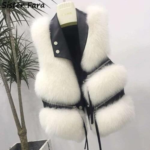 Sister Fara Winter Women Waist Coat Female Jacket Fur Vest Fluffy Solid Color For Ladies Autumn Spring New Fashion Faux Fur Coat