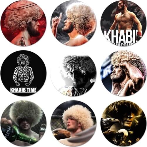 58mm khabib nurmagomedov Icons Pins Badge Decoration Brooches Metal Badges For Backpack Decoration