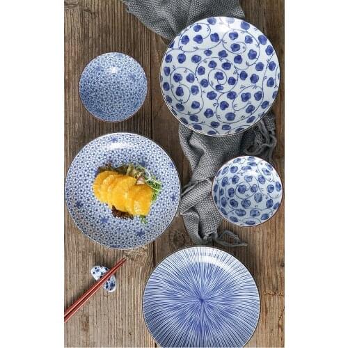 1 PC Japanese Rice Soup Bowl Creative Ceramic Underglaze Flower Pattern Exquisite Household Made in Japan