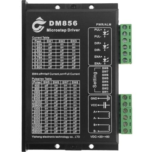 1pc DM856 32 bit DSP digital driver 86 stepper motor driver two-phase stepper motor 20-80VDC