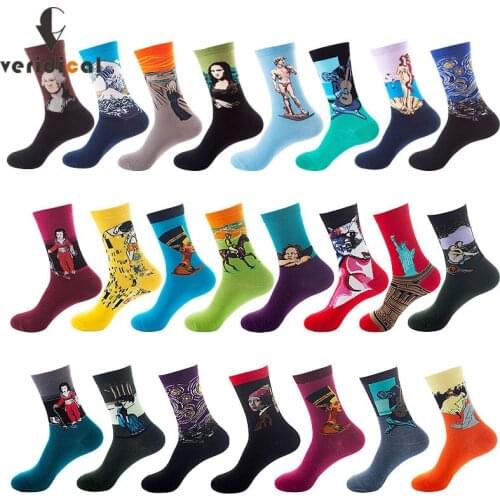 10 Pairs Dropshipping Men Women 3d Retro Art Socks Cotton Retro Vintage Van Gogh Mural World Famous Painting Funny Happy Socks