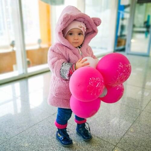 2020 baby girl cotton coat 1-7 years old 70-130cm height kids winter coats girl winter jacket Plush ears pink red white black