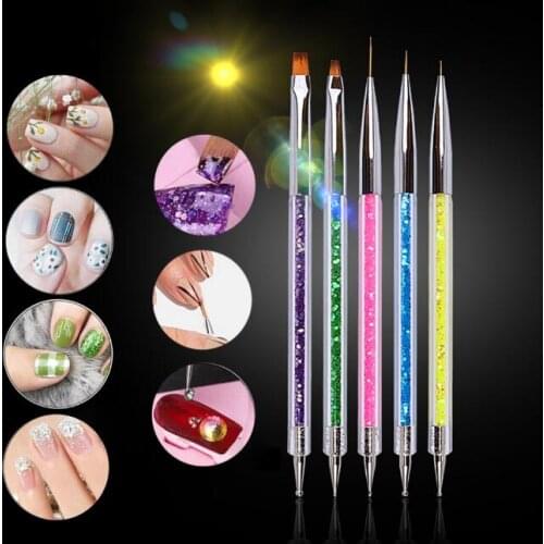 30Set/Lot 5Pcs/Set Double-Headed Painting Pen Nail Set Point Drill Draw Line Pen UV Light Therapy Pen Manicure HA2165