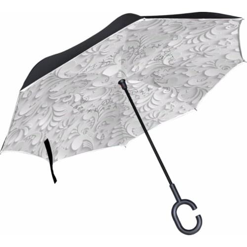 3D Floral Flowers Effect Windproof Reverse Umbrella Double Layer Inverted Car Umbrellas Self Stand Umbrella