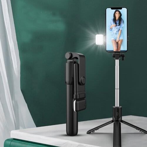 4 In 1 Wireless Foldable Mini Selfie Tripod Monopod with Bluetooth Shutter Fill Light for Iphone Smart Phone Selfie Stick