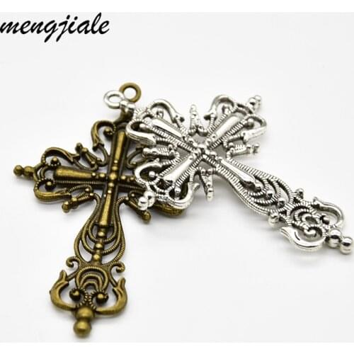 5pcs/lot Hollow Filigree Religious Cross Charms Pendants Metal Zinc Alloy Trendy Jewelry Cross for Jewelry Making 63*42mm