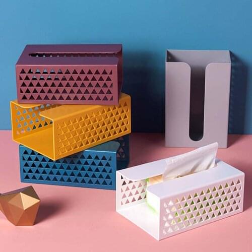 Household Tissue Boxes Tissue Holder Wall Hanging Seamless Hollow Paper Towel Rack Living Room Bathroom Creative Storage Box
