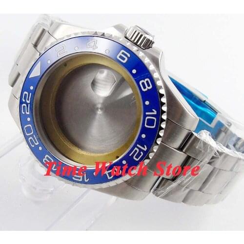 43mm Sapphire glass blue ceramic bezel Watch Case with bracelet fit Miyota 8215 ,MIngzhu 3804 ETA 2836 movement 56