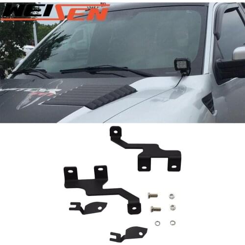 For Ford F-150 2004-2014 and SVT Raptor 2010-2014 Upper Hood Left and Right Side Pillar LED Work Light Pod Mount Brackets Kit