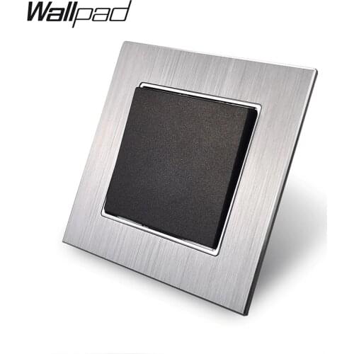 EU Metal 1 Gang 2 Way Switch with Claws Wallpad 110-250V Silver Satin Schuko European Standard Double Control Aluminium Switch