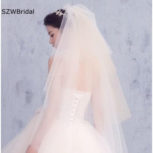 White Ivory Champagne Bridal veil 4 Layers Wedding veil veu de noiva Abendkleider velos de novia accesorios mujer velo novia