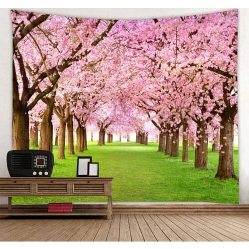 Nordic cherry trees landscape background tapestry background hanging cloth can be customized